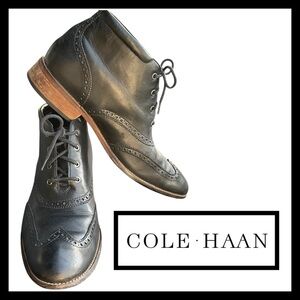 Cole Haan Black Leather Liam Chukka II (C11052) Semi Wing Tip Boots (11)